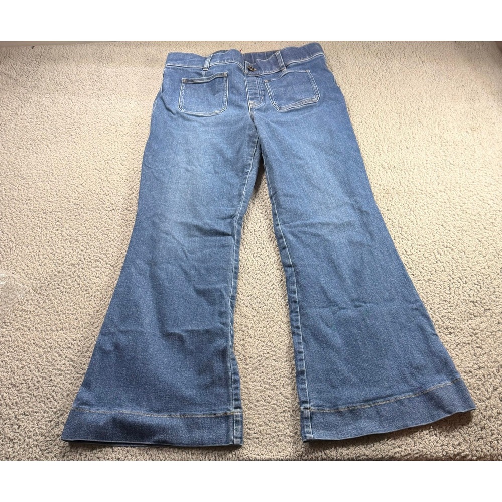 Spanx Flare Jeans Medium Wash Blue High Rise Pull On Womens 1X Tall